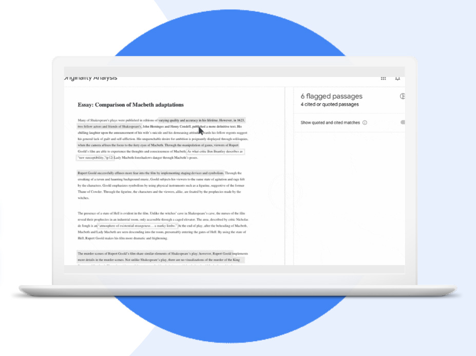 Google Workspace for Education Originality Report example