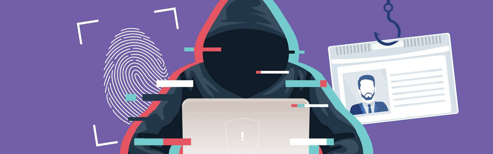 Hacker illustration and personal ID - protect your data
