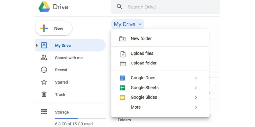 Google Workspace vs Microsoft 365 - Google Drive web layout