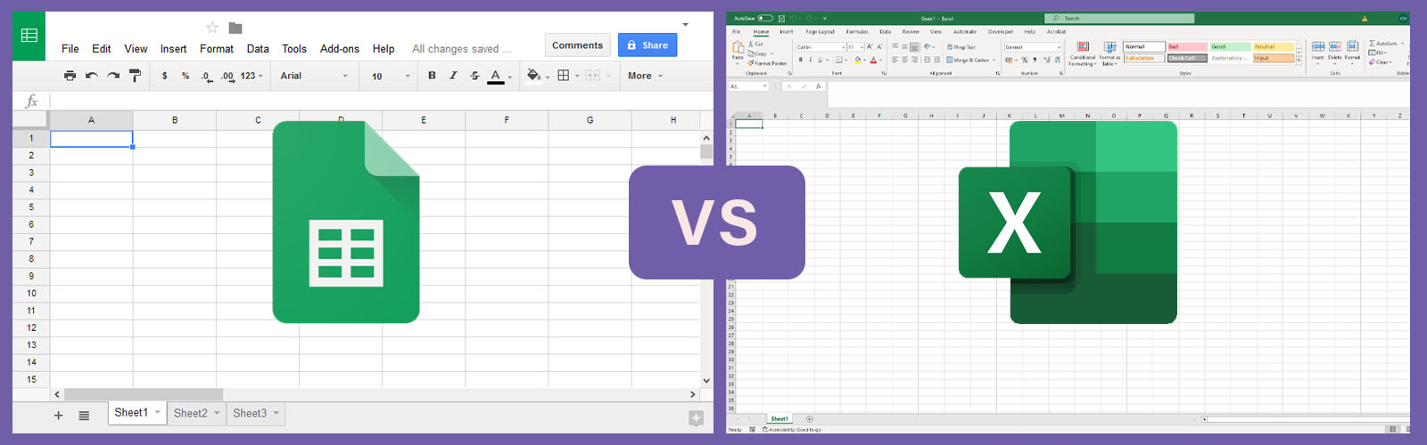 Google Sheets and Microsoft Excel interface comparison