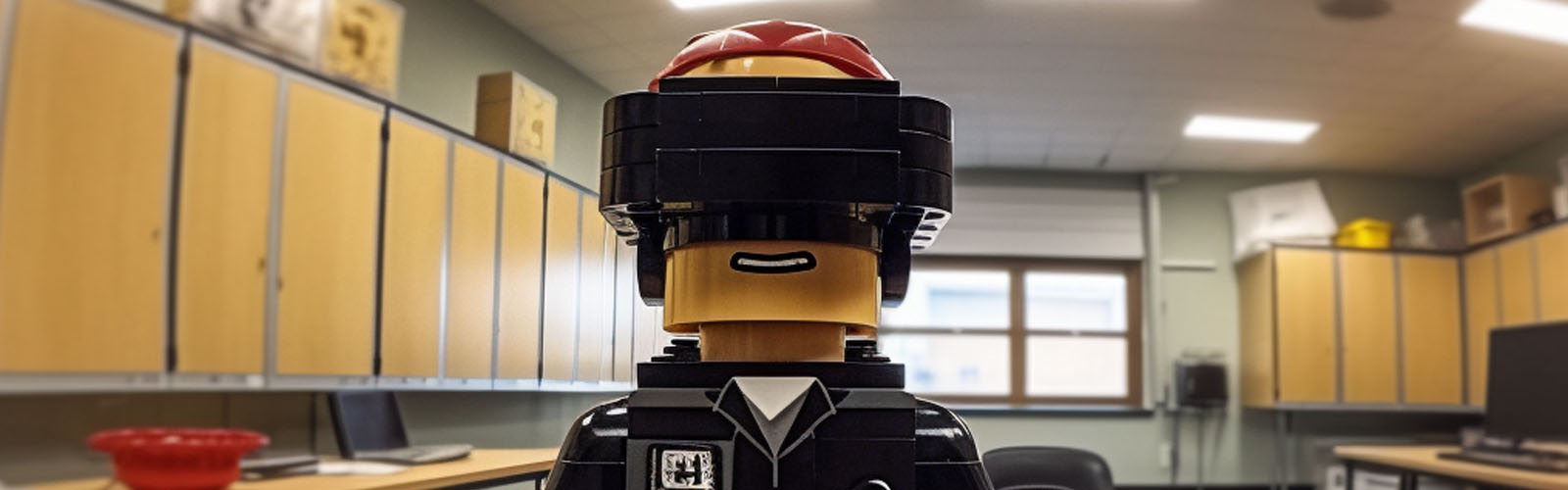 Lego Man wearing a VR headset representing the EdTech trends in 2023