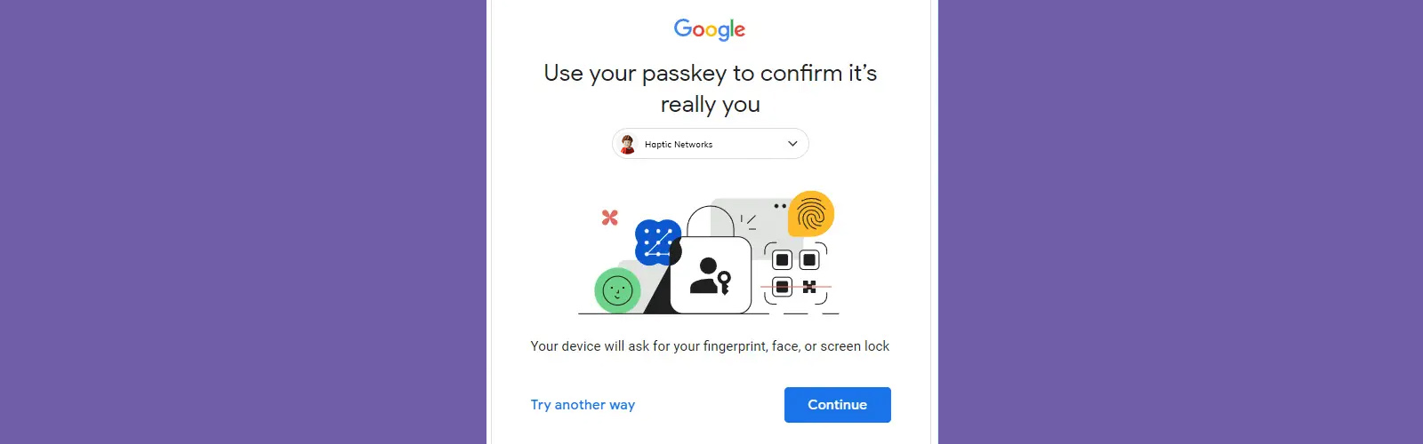 Google Passkeys UI